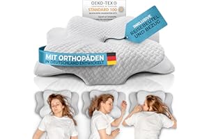 ‎GLÜCKSTOFF Glückstoff® Orthopädisches Kissen (Zertifiziert für alle Schlaftypen) Kopfkissen Nackenschmerzen aus Memory Foam | Nackenstützkissen Ergonomisches Kopf-Kissen Seitenschläferkissen Weiß
