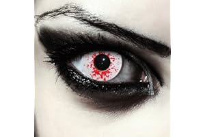 DESIGNLENSES lentilles de couleur blanc sang pour halloween costume de zombie, 1 paire (2 pcs), sans correction + étui à lentilles "Blood Splash"
