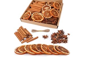 Joxessaien Zestaw do dekoracji wieńców bożonarodzeniowych, suszona pomarańcza, cynamon, anyż gwiazdkowy i sznurek jutowy, naturalny wieniec adwentowy, artykuły rzemieślnicze, 80 szt