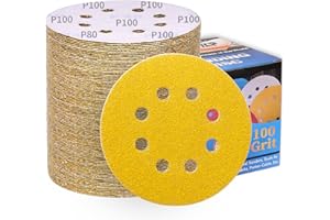 ALPXUXP 100 Pezzi Dischi Abrasivi 125mm Grana 100,Allumina Calcinata Carta Vetrata 8 Fori,Rivestimento Abrasivo Antiaderente per Levigatrice Orbitale
