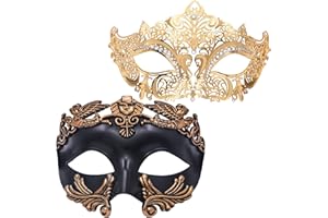MYSEUNI Máscara de baile de máscaras para parejas, máscara de hombre griego romano y máscara de metal veneciano para mujer, para baile de máscaras, Mardi Gras
