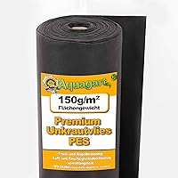 Aquagart Unkrautvlies schwarz PES - 150g I Unkrautschutzfolie für Garten & Hochbeet I Gartenvlies & Unkrautsperre I…