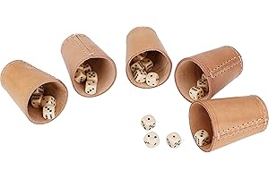 ‎GICO Gico Leather Dice Cup (9 cm) with 6 dice set of 5