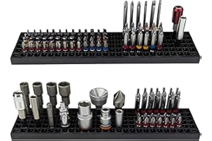 FREE ZONE FREE YOUR NEEDS Free Zone Bit Organizer Set (2 PCS, Black) – 158-Hole 1/4 Inch Hex Bit & Drive Bit Storage – Screwdriver Bit Holder (Tools Not Included)