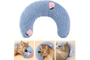 Fnaobai Pet Small Pillows for Small Dogs Cat U-Shaped Puppy Neck Pillow for Indoor Improve Relief Sleeping Machine Washable (Blue)