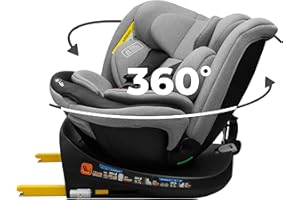 KIDSZONE Fotelik samochodowy dla dzieci 0-36 kg – i-Size 40-150 cm, ISOFIX z bazą obrotową 360° – RWF/FWF, regulacja zagłówka i nachylenia – Memory Foam, dla dzieci od 0 do 12 lat