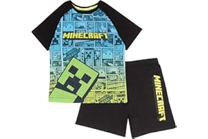 Popgear Minecraft Creeper Comic Short Pyjamas Set, Kids, 5-14 Years, Multicoloured, Official Merchandise 5-14 Years