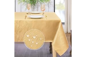 Softalker Manteles Dorado mesa Rectangular 240x140 cm Antimanchas de Jacquard a Rayas Mantel Exterior Impermeabl Mantel Grandes Protector Modernas Mesa Comedor Decoracion para Navidad Otoño Cumpleaños
