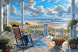 Lxmsja Landscape Paint by Numbers for Adults Beginner with Frame, Sea Beach Painting by Numbers for Adults on Canvas, DIY Acrylic Oil Painting Kit Art and Crafts Gifts for Home Wall Decor, 8x12inch
