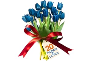 levante group – Tulipani Finti Realistici in Lattice Blu – Mazzo di Fiori Artificiali Realistici per Decorazioni Casa, Ufficio, Eventi – Tulipani Finti 10pz