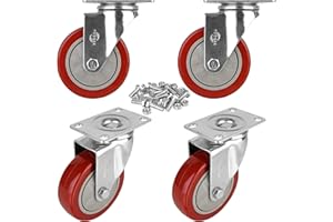 YOOGAA 4" Swivel Caster Wheels Heavy Duty Casters No Noise 360 Degree RotationTotal Capacity 1200lbs (Set of 4 Without Brake)