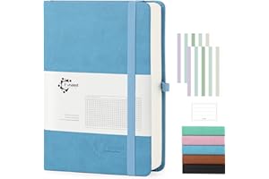 Fasood Cuaderno A5 Cuadriculado, Libreta de Tapa Dura Con 320 Páginas 100g/m² Papel,para Escritores, Diaristas, Reuniones de Negocios y Estudiantes (Azul)