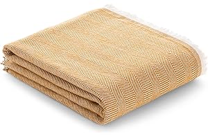 GAMUSI Coperta per divano in cotone, multiuso, per letto, copridivano, 130 x 180 cm, colore: oro