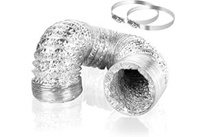 DMJJSD Abluftschlauch Ø100mm, 3m Abluftschlauch Flexibel Luftleitungen Aus Aluminium Rohr Flexschlauch Schlauch Verlängerung mit 2 Schlauchschelle Edelstahl für Klimaanlagen Abzugshaube Wäschetrockne