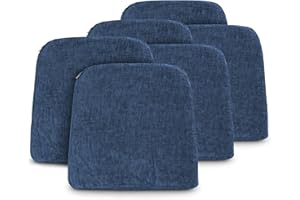 MANEMI Pack 6 Cojines para Silla 42x40x36x4cm - Cojín Decorativo de Chenilla de tejido liso para Silla, Sofá o Comedor - Juego de Cojines de Asiento con Cintas de Sujeción,Fabricado en España,100% poliester