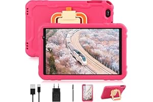 AOCWEI Tablette Enfant 10 Pouces, Tablette Android 11, 4 Go RAM + 64 Go ROM (TF 128 GB) | Octa-Core | 5+8 MP | 2.4G WiFi | 8000 mAh | 2 Ans de Garantie, Coque Antichoc Robuste - EVA - Rose