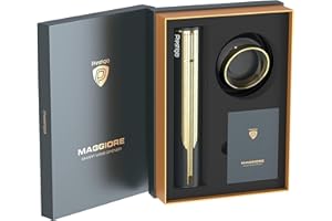 ‎PRESTIGIO Prestigio Maggiore Elektrischer Korkenzieher - Premium Wein Flaschenöffner mit Ladestation - Integrierter Folienschneider - Verpackt in hochwertiger Geschenkbox - Schwarz/Gold