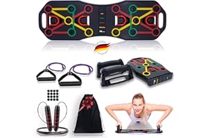 WA Fitness® Push Up tahtası, çok fonksiyonlu şınav tahtası, direnç bantlı, fitness aletleri ve atlama ipi, evde fitness antre