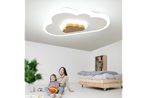 AOEH Plafoniera a LED lampada da soffitto creativo nuvole,con telecomando dimmerabile legno lampadario bambini 43W bianche moderne Plafoniera per soggiorno camera da letto camera dei bambini,70cm