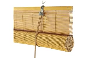 Estores enrollables de Bambú Natural para Interior Estor de cañas de bambú para Puertas y Ventanas STORESDECO Color Marrón Claro 150x175 cm