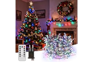 Czemo łańcuch świetlny na zewnątrz i do wnętrz, 20 m, 400 diod LED, łańcuch świetlny wodoodporny, 8 trybów, z funkcją pamięci timera, z wtyką i pilotem zdalnego sterowania do ogrodu, na Boże