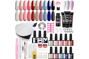 Kit Ricostruzione Unghie Gel Completo Phoenixy con Lampada LED 36W, 10 Colori Smalto per Unghie in Gel + 3 Colori 15ml Gel Ricostruzione Unghie, 60 Unghie Finte, Base e Matt Top Coat