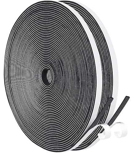 Tochtstrip tape voor deur raam zelfklevende schuimtape isolatiestrook weerstrippen type D 9 mm x 6 mm x 5 meter, 4 afdichtingen totaal 20 m zwart