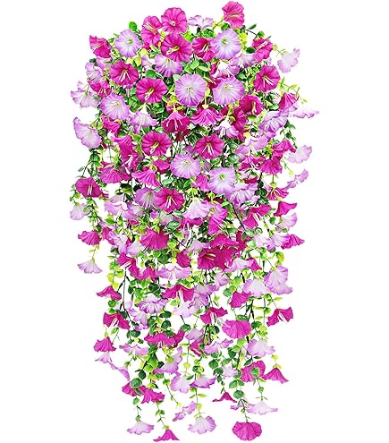 Lot De 4 Fleurs Artificielles Pétunias Tombantes - 75 Cm, Résistantes Aux UV - Pour Décoration Murale, Balcon, Jardin, Mariage