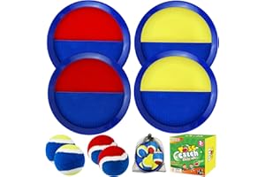 CZMAO Cattura Racchette Palline Set, Toss e Cattura Gioco della Palla Set, 4 Pagaia e 4 Palle Set, Giochi per Esterni, Palla Interessante Gioco All'aperto per Bambini e Adulti