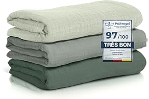 furora BABY Lange Bebe 80x80 cm, Mousseline (très Doux) en Coton Biologique (Oeko TEX 100 + GOTS) | Langes Coton bébé, Mousselines emmaillotage Bebe - Lavable à 60° (Vert)