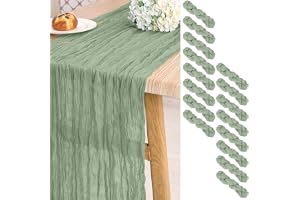 Pesonlook 16-pack salvia grön ostduk bordslöpare lång, 50 x 300 cm