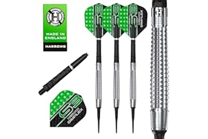 Harrows Dimplex - Juego de dardos cónicos de punta suave, 90% tungsteno, 18 g y 20 g, juego de 10 piezas con ejes negros Dimplex Midi y plumas Dimplex (forma cónica, 18 g)