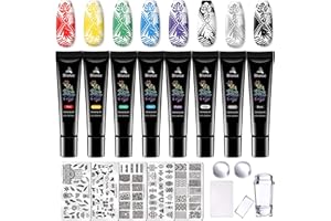 ‎BIUTEE Stemple Nagellack Farbige Nägel, Stamping Plates Set 8 Fraben Stamping Gel, UV Farbgel Gel Nägel Farben UV Gel Set