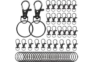 Amlope 60 Cierres en total (30 ganchos de seguridad giratorios + 30 llaveros de metal 25 mm) con Anillas de 360 Grados, para llavero, mosquetón, para joyas, bolso de hombro, accesorios DIY