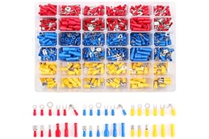 Flytuo 840PCS Insulated Wire Electrical Connectors - 36 Types Crimp Terminals Connectors Assortment Kit Mixed Butt, Ring, Fork, Spade, Bullet & Quick Disconnect Assortment