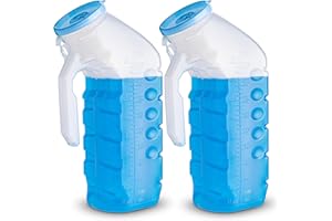 XPRESSPAK Urine Bottles Male - Glow in The Dark Lid - [2 Pack, 1000ml Each] - Portable Urinal Pee Bottle for Men - for Travel, Hospital and Home Care