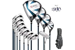 PGM Ensemble complet de clubs de golf pour homme gaucher – 12 pièces – 3 bois (#1,3,5), 1 hybride (#4H), 6 fers (#5,6,7,8,9,PW), 1 cale de sable (55°), 1 putter – Sac de golf