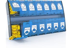 Mossime Duży organizer na tabletki: XL tygodniowy organizer na tabletki 2 razy dziennie – pudełko na leki z widocznym przezroczystym etui i dużą przegródką na podróżny pojemnik na tabletki do
