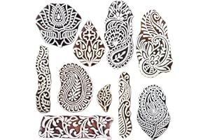 Royal kraft En bois Timbres pour Bloc Impression sur Sari Frontière, Textile, Argile, Poterie, Tatouage (Set de 10) MXtag0004