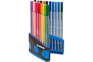 ‎STABILO STABILO - Premium-Filzstift - Pen 68 ColorParade - 20er Tischset in anthrazit/hellblau - mit Hängelasche