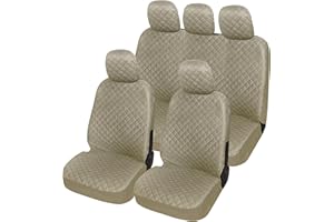 Lupex Shop trap_Bei Coprisedili Auto Universale Trapuntato Beige, Set Copri-Sedile fodere per Anteriori e Posteriori, Accessori Interni Auto