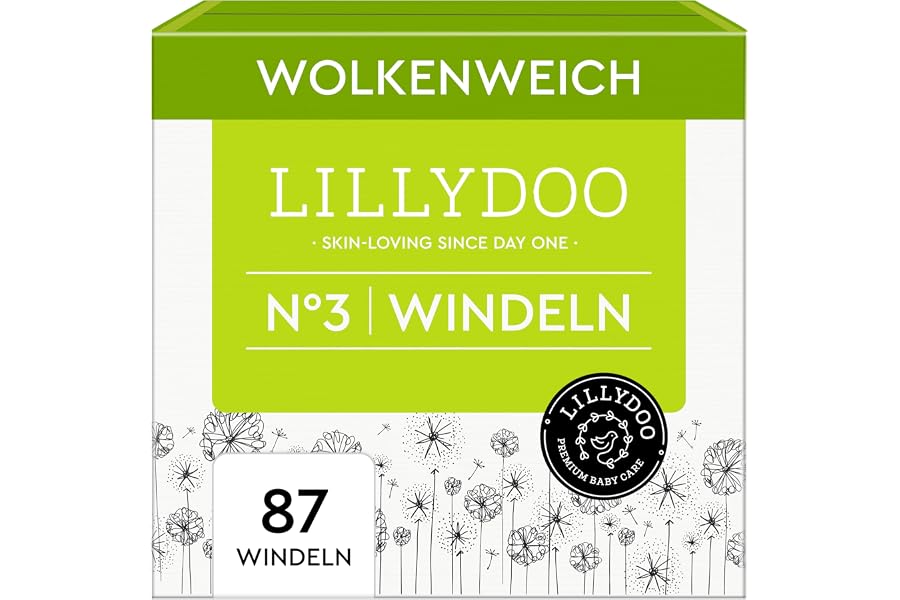 LILLYDOO hautfreundliche Windeln, Halbmonatsbox, Größe 3 (6+ kg), 87 Stück | Sicherer Auslaufschutz, Weich, Ohne Parfüme & Lo