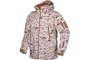 Kelmon Uomo Tattico Softshell Giacca Multifunzionale Outdoor Camouflage Militare Pile Fodera Impermeabile Antivento Calda Cappuccio Cappotto