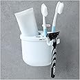 SF - Stick Fast Self-Adhesive ABS Toothbrush Holder with 3M Sticker for Wall Mount Tumbler for Kitchen & Bathroom Storage Organizer (White)