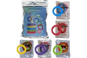 MH MEDITERRANEANHABITAT Braccialetto Antizanzare, Braccialetti Repellenti per zanzare, Confezione da 10 sacchetti Individuali. Naturale senza DEET, oli essenziali a base di citronella. Non tossico.