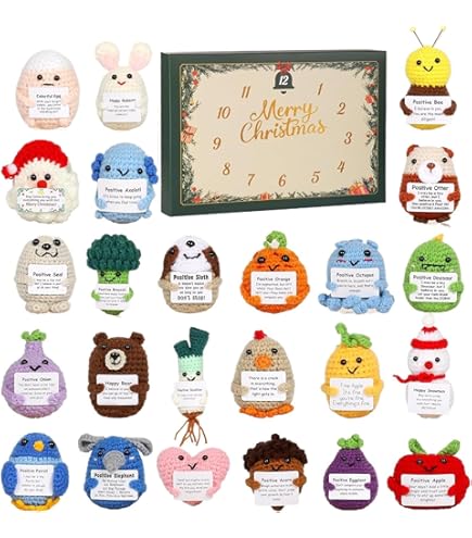 Kit Calendrier De L'Avent Au Crochet, Ensemble De Noël 24 Jours Avec Poupées - Calendrier De L'Avent De Noël | Pour Débutants Activités Familiales Projets Scolaires Décorations