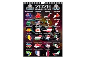 GIFTS AND TEMPTATIONS 2026 Formula Racing Wall Calendar, A4 Size, Displaying Driver Birthdays, International Race Locations