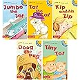 Phonics Story Book- Read with Phonics-Tat the Cat, Jumbo the Jet, Kip and his Zip, Tiny Tot, Doug the Poug (Set of 5 Stories) | Phonic Sound Stories Book for Kids Ages 3-7 Years |Sight Words and Sentences | Phonics Building | Vowels Sounds | Letter Sounds | Phonetic Reader Books for Kids | Single Line Story Books for Kids | Combo