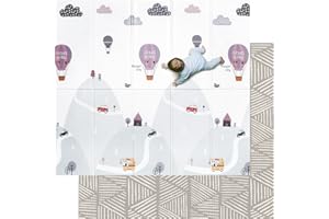 Youuys Mata do raczkowania dla niemowląt, 180 x 200 cm, dwustronna, wodoodporna i antypoślizgowa, z torbą do noszenia