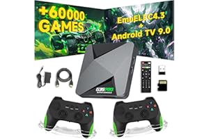 XIXIMENG G36 Pro Retro Spielkonsole Retro Konsole,60000+ Spiele 50+ Emulatoren,EmuELEC 4.3+Android 9.0 Dual-System,4K Game Stick Plug & Play Retro-Videospielkonsole für TV,mit 2 kabellosen Controllern (128G)